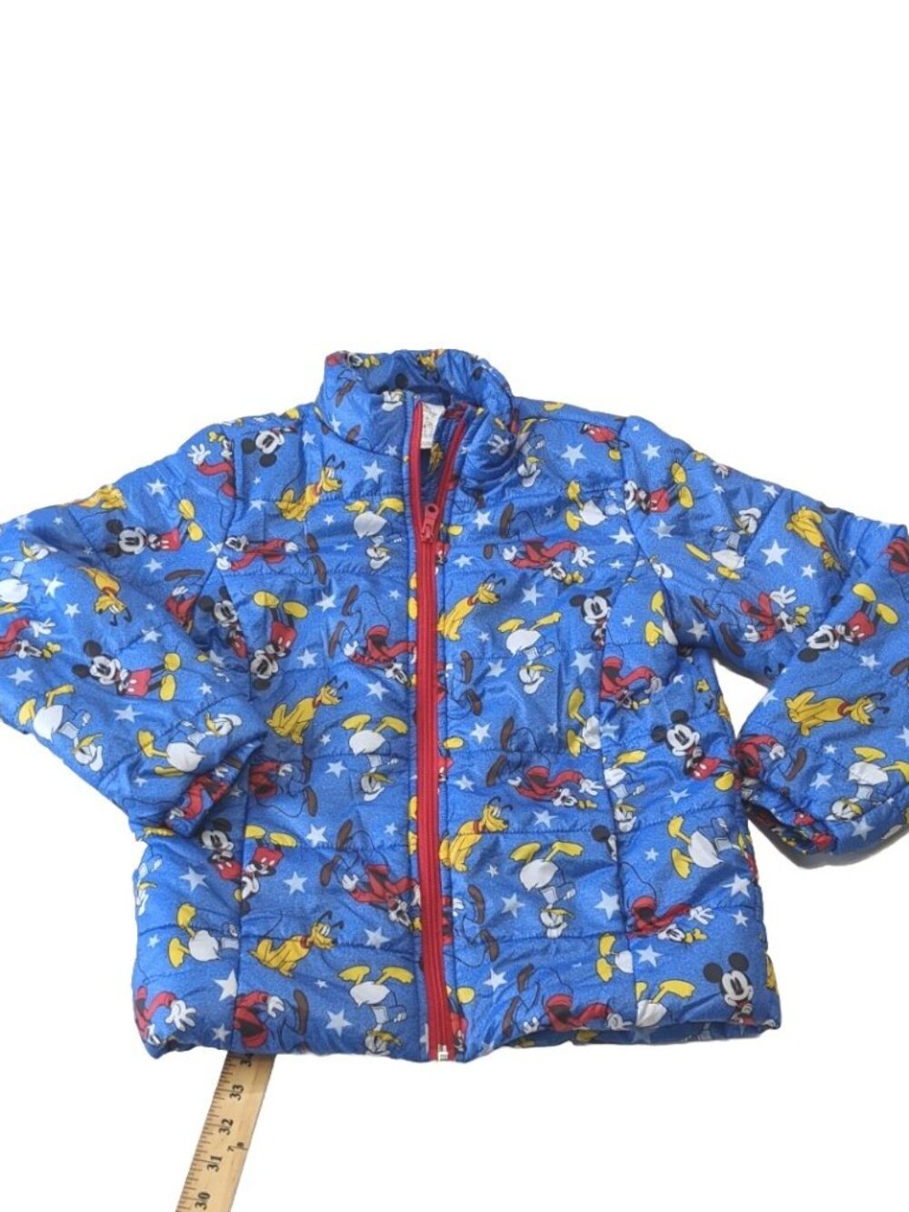 Disney Store Mickey Mouse & Friends Puffer Jacket Full Zip Blue Kids Size 7/8
